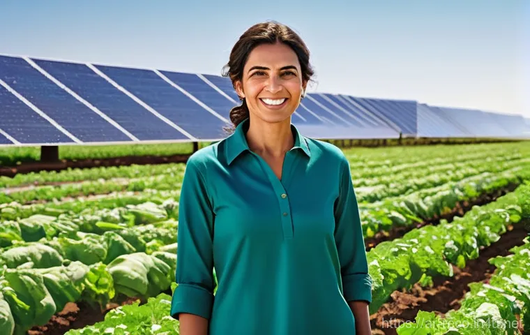 생태환경 전문가 이직 성공 사례 - **Prompt:** A dynamic, inspiring image of a vibrant sustainable farm thriving in a vast, sun-drenche...